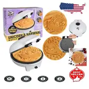 Kid's Joy: 8" Non-Stick Unicorn & Narwhal Waffle Maker - Adjustable Temperature