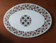 3'x2' White oval Marble Table Top coffee antique Stones Inlay Home pietra dura