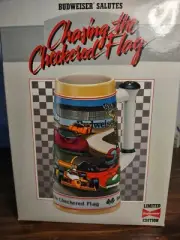 Budweiser Chasing the Checkered Flag Limited Edition Series Beer Stein In Box