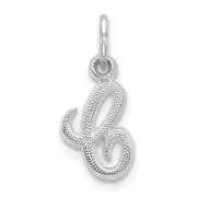 14KW White Gold Casted Script Letter C Initial Charm Bracelet Necklace
