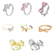 Crystal Bowknot Zircon Rings for Women Fashion Sweet Open Adjustable Rings