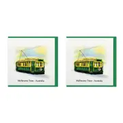 2x Boyle Handmade Paper 15x15cm Quilled Greeting Card w/ Envelope Melbourne Tram