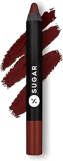 SUGAR Cosmetics Matte As Hell Crayon Lipstick13 Murphy Brown (Chocolate Burgundy) Highly pigmented, Creamy Texture, Long lasting Matte Finish