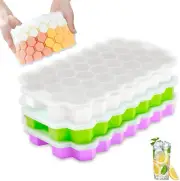 Reelau [3 Pack] Silicone Ice Cube Trays with Lids, 37 Cubes Flexible Ice Tray...