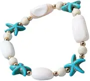 [Namzi] Turtle Starfish Bracelet Anklet for Women Boho Blue Anklet String Colorful Summer Beach Jewelry,Blue, 2.36*2.36inch, no gemstone