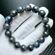 12.6mm Natural Labradorite Blue Light Gemstone Beads Bracelet AAAA