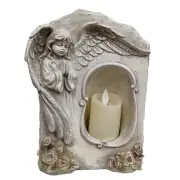 Tremont Floral Praying Angel Candle Holder Flameless LED Candle Included 9 Inch