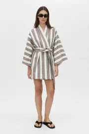 Balthaza Striped Robe Dress in Balthaza Stripe - CAMILLA AND MARC® C&M