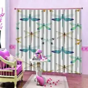Blue Yellow Dragonfly Printing 3D Blockout Curtains Fabric Window Home Decor