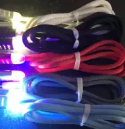 FLASH BRAIDED LED light charger cable FOR apple iphone 6 5 4 galaxy s3 micro USB