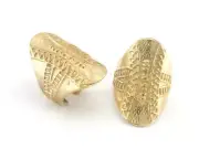 Rustic Oval Ring Textured Adjustable Ring Raw brass (21mm 11US inner size) 4060