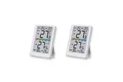 2x Sansai LCD Digital Thermometer & Humidity Monitor Wall Mounted 7x10cm White