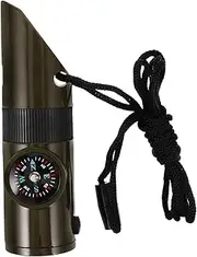 MOBUTOFU Survival Whistle with Thermometer Compass and Torch Portable Saving Whistle for Hiking Camping Fishing and Boating Adventures