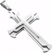 [Brave Tour] Men Titanium Steel Cross Necklace, 1, Alloy Steel, glass