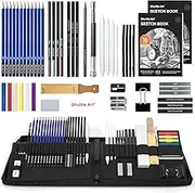 Shuttle Art Drawing Kit, 52 Pack Drawing Pencils Set, Professional Drawing Art Kit with Sketch Pencils, Graphite Charcoal Sticks, Drawing Pad in Portable Case, Drawing Supplies for Kids Adults Artists
