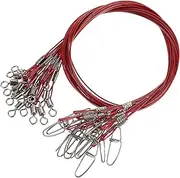 uxcell Fishing Wire Leaders 20", 15 Pack 150lb High Strength Carbon Steel Nylon Coated Fishing Line with Swivel Snap for Saltwater Freshwater, Red