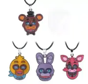 4 set FNAF Five Nights at Freddys Necklace Bonnie Foxy Chica Freddy Pendant Kids