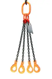 Chain Sling - 5/8" x 5' Quad Leg with Positive Locking Hooks - Grade 80