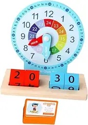 SUPVOX 1Set Educational Wooden Clock Teaching Clock for Preschool Games Fun Learning Activity for Aged Safe and Wood Material