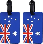 [RaymNord] 2 PCS Australia Luggage Tag,Australian Flag Banner Polyester Loop Labels for Suitcase Travel Bag Trunk Backpack