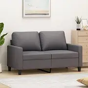 Grey Faux Leather Sofa, 120 cm Two Seater Couch for Living Room, Small Space Seating, Comfy Chair, Folding Options