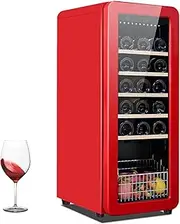 Wine Cooler Refrigerator, Dual Zone Wine Beverage Refrigerator Freestanding Wine Cellar, 41F-72F Temperature Memory Fast Cooling Low Noise, Suitable for Home Bar, Small Kitchen, Apartment red