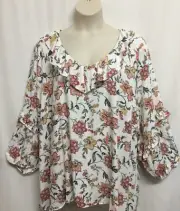 Autograph Top Plus Size 24 Tunic Shirt Blouse Long Sleeve RP$90 Viscose Ruffle V