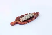 Wooden Feather Plate and Mugwort Smudge Stick