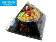 Large Black Tourmaline Orgone Pyramid + Mandala Copper Coil Crystal Quartz Point