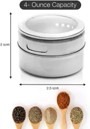 Magnetic Spice Tins Metal Jars Fridge Magnet 3pc Set