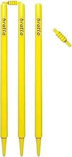 Bratla Cricket wickets with bails - Yellow Color Cricket wickets Wood, Set of 3 Stumps for Cricket with 2 bails, Cricket Wicket, Cricket Stumps
