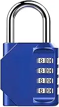 Combination Lock, 4 Digit Resettable Padlock for School Gym Sports Locker, Fence, Toolbox, Case, Cabinet Storage- Easy to Use and Set (Blue)