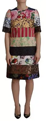 Dolce&Gabbana Women Multicolor Dress Fabric Patchwork Print Sheath Bodycon Wrap