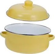 WEKADRIN Enamel Soup Pot with Lid Deep Stock Pot for Induction Gas Stoves Versatile with Double Handles for Soups Noodles Porridge
