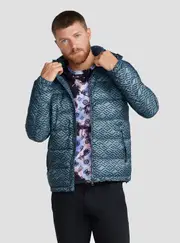 GUESS Eco Blue Logo Super Light Puffer Jacket Size: Small, Polyester