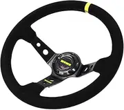 MO 14inch 350mm Deep Dish Racing Steering Wheel Suede Leather Drift JDM Racing Yellow Ring Black Line 2408MO125