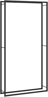 Firewood Rack Stand Heavy Duty Logs Holder for Outdoor Indoor Fireplace Metal Wood Pile Storage Stacker Organizer, Fireplace Log Holder Wood Storage for Porch Patio, Matt Black 110x28x214 cm