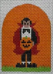 Hand-painted HALLOWEEN VAMPIRE & PUMPKIN Needlepoint Canvas mono 13.5 HA29