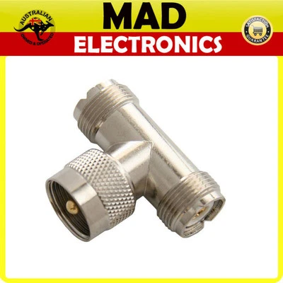 UHF RADIO PL259 SO239 T Connector 2 Females & 1 Male Splitter Plug