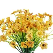 12 Bundles Artificial Flowers Outdoor UV Resistant Flowers No 12Bundles Yellow