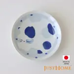 【JUST HOME】日本三花貓輕量陶瓷6.3吋盤 淡藍色(盤 蛋糕盤 平盤 點心盤 可微波)