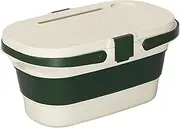 GARENDE Collapsible Picnic Basket with Lid and Handles, 30L Camping Basket, for Organizing, Portable Storage Basket, White Green