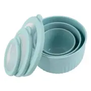 Teal 3-Piece Nesting Mixing Bowl Set with Lids – Space-Saving Design