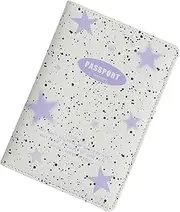 [jojofuny] PU Passport Wallet with Multiple Card Slots Lightweight Travel Holder for Passport and Tickets and Stylish Design Star Pattern