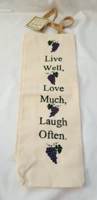 NEW "Live Well, Love Much, Laugh Often"-Wine/Vinegar/Oil Bottle Gift Tote Bag