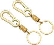 2PCS Car Key Chain Ring, Retro Style Carabiner Shape Keychain Keyring Clip Spring Fixed Keyfob Key Holder