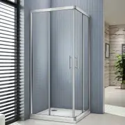 ELEGANT Square Corner Entry Bath Screen Shower Enclosure Double Door 86 x 86cm