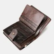 Men Vintage Pu Leather Wallet Zipper Coin Bag