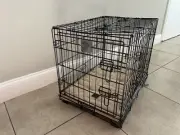 Dog Crate, 2 Doors, New. tray and bedding 17*19*24