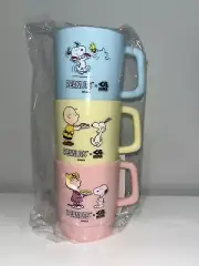 Peanuts X Kura Sushi Stackable Plastic 3 Cup Set Charlie Brown Snoopy